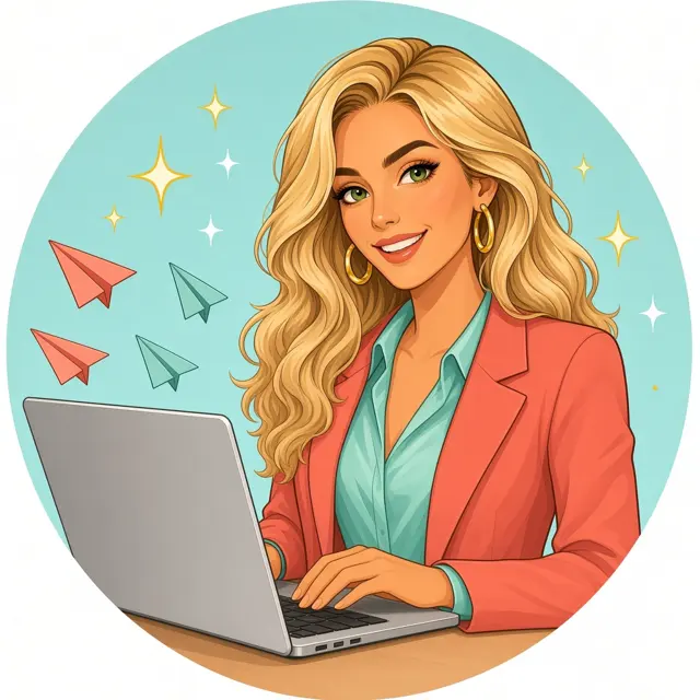 Illustrated character sending outreach emails
